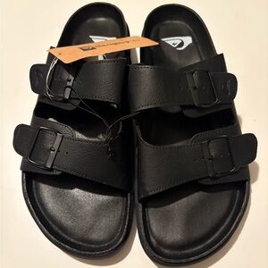 QUIKSILVER Black Deck Double Band Sandals NWT